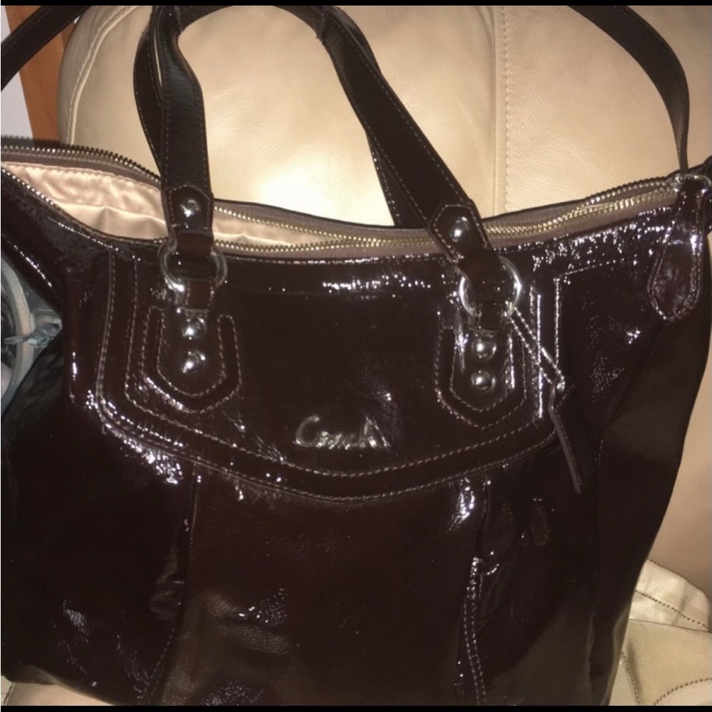 Coach Brown patent leather purse
